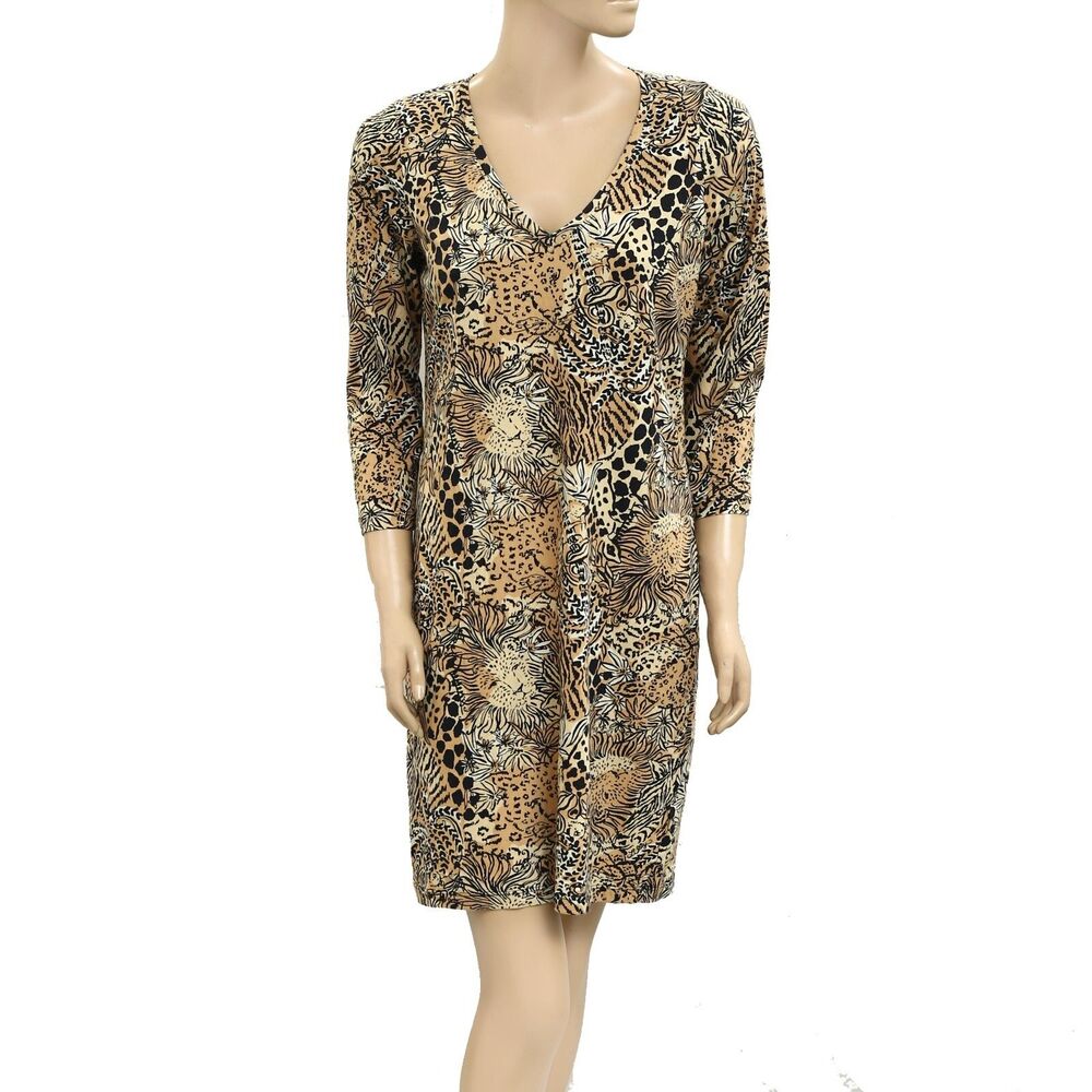 Lilly Pulitzer Tessa Tunic Mini Dress Animal Printed V Neck Cotton S NEW 284809